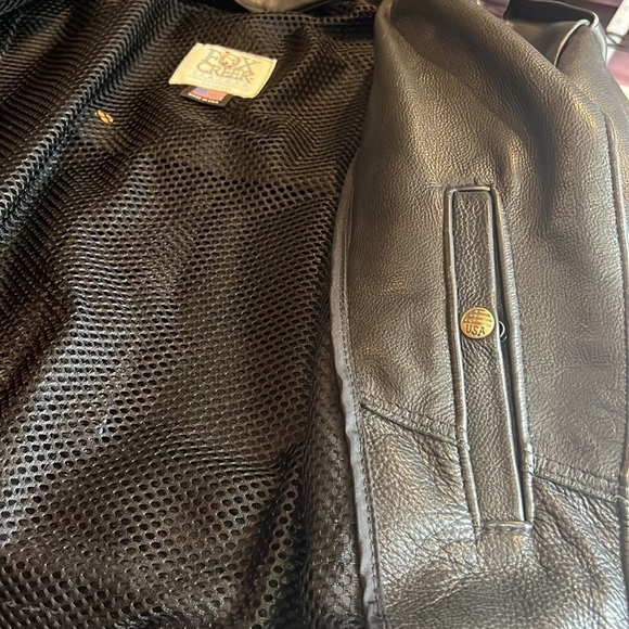 𝅺FOX CREEK Leather Moto Bikercore Gorpcore Motorcycle Jacket SZ Large - Picture 11 of 15